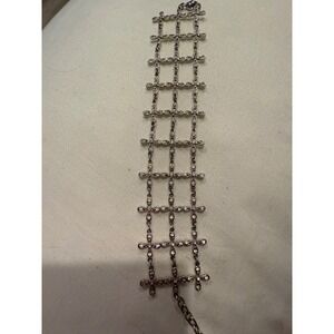 Roberta Chiarella Silver Tone Crystal Cross‎ Statement Bracelet Jewelry